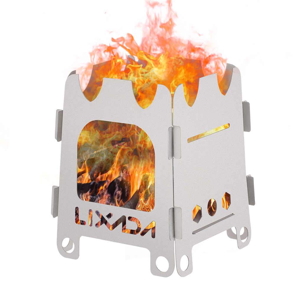 Outdoor Camping Stove Wood - Lixada titanyum/paslanmaz çelik açık kamp sobası