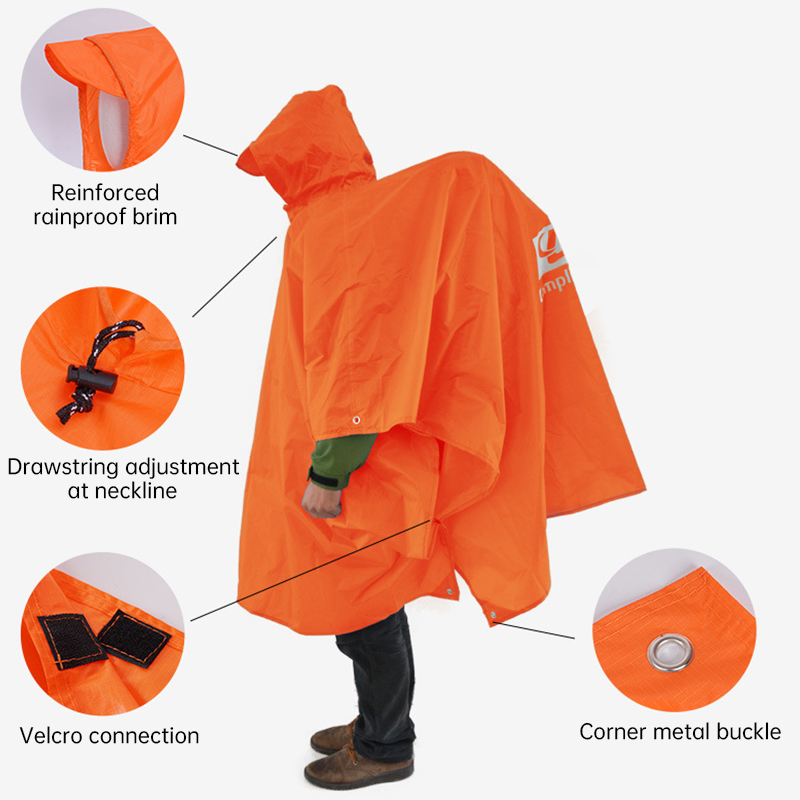 Camping Rain Poncho - 3 In 1 Su Geçirmez Yağmurluk