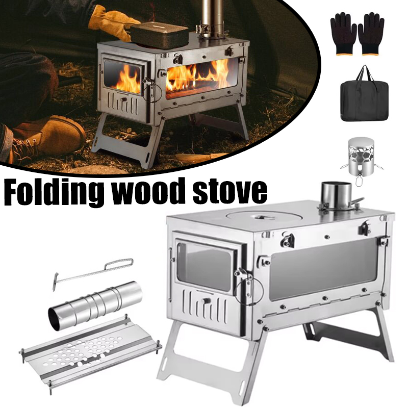 Outdoor Camping Stove Wood - 430 Paslanmaz Çelik Taşınabilir Çadır Soba
