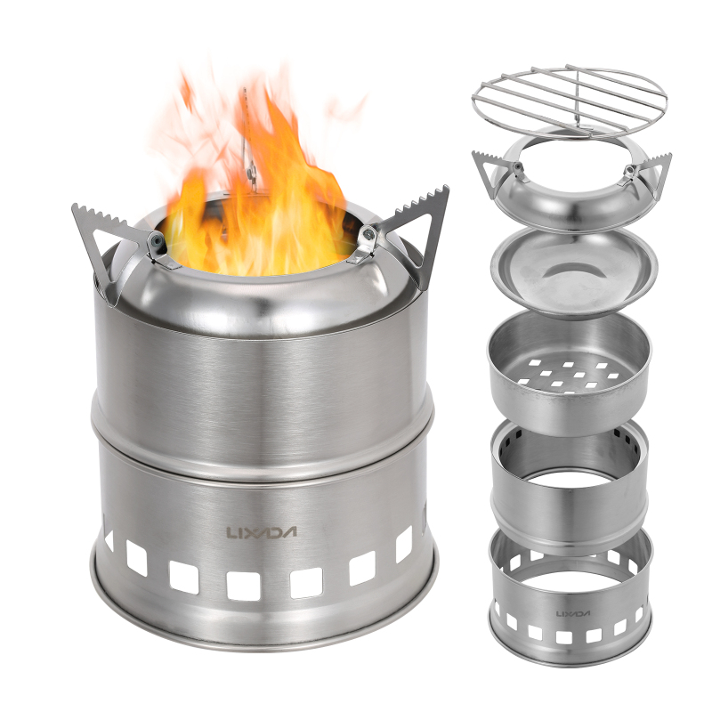Outdoor Camping Stove Wood - Lixada paslanmaz çelik odun sobası kamp