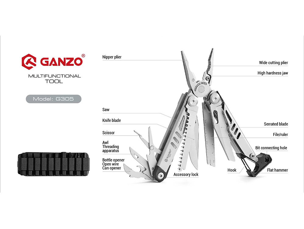 Camping Knife Multi-Tool - Ganzo G305 G305-B Çok Amaçlı Aletler