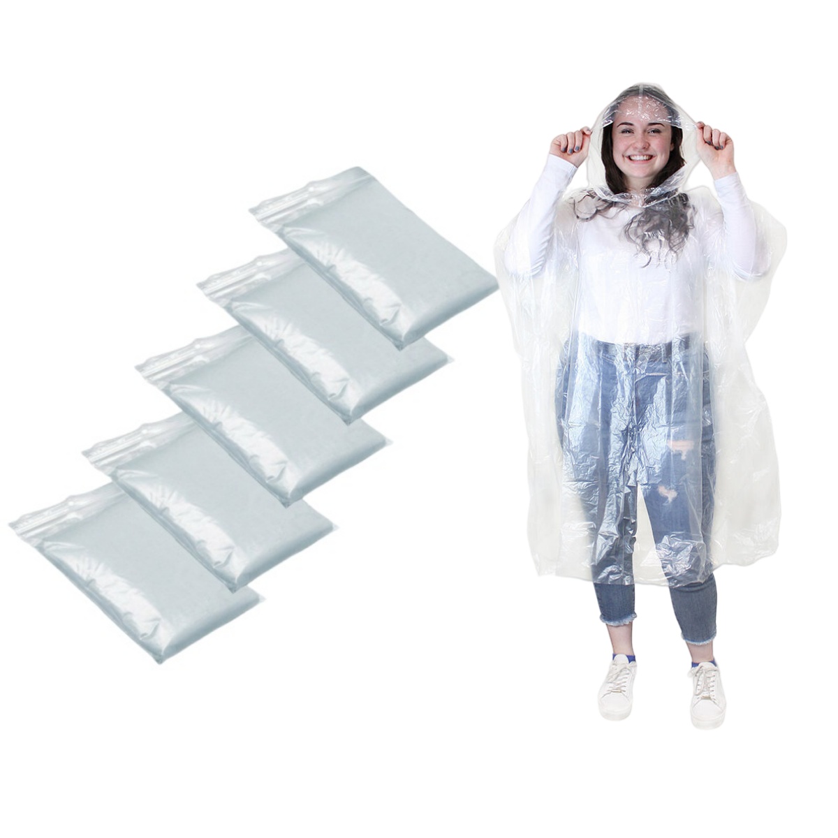 Camping Rain Poncho - 12 adet tek kullanımlık su geçirmez