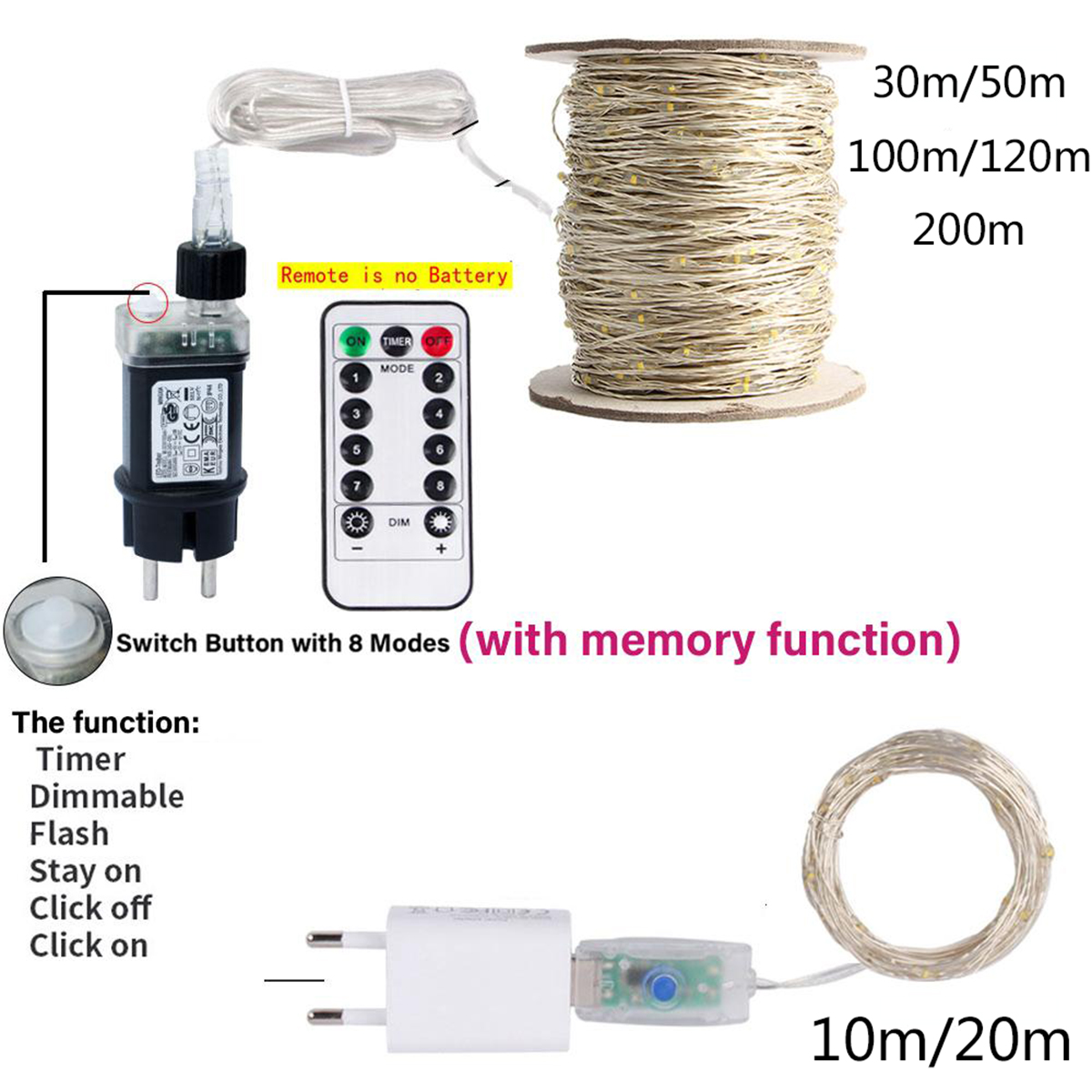50M/120M LED Dize Işıklar Gümü - Outdoor Camping Lights String incelemesi ve fiyatı