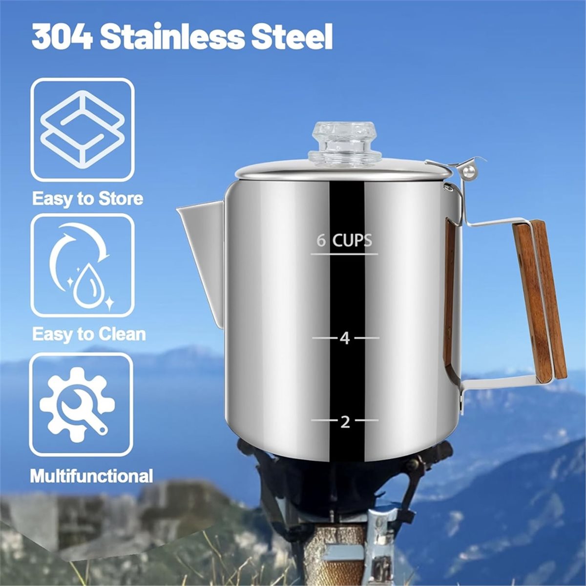 6 Fincan Perkolatör 304 Paslan - Camp Percolator Coffee incelemesi ve fiyatı