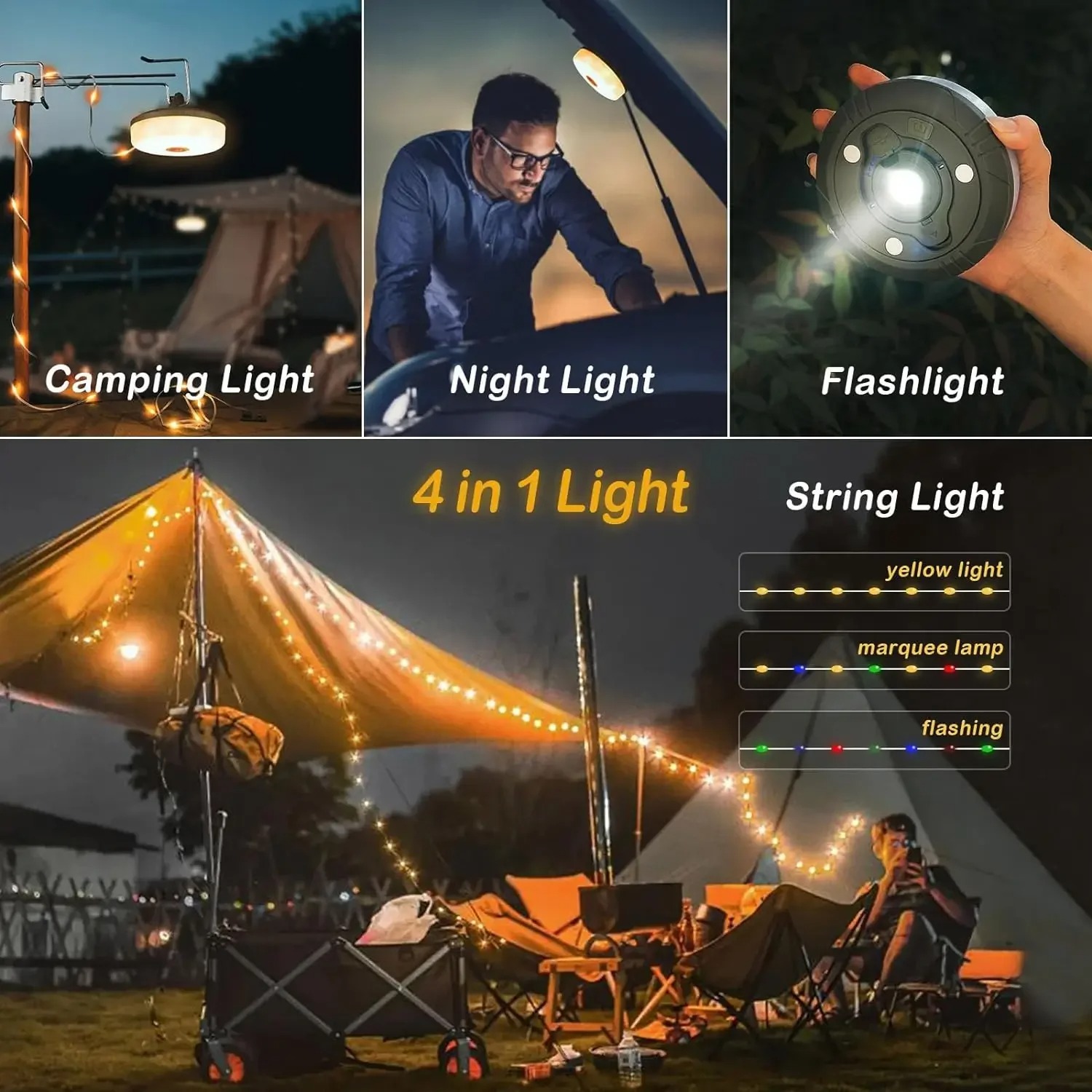 4'ü 1 Arada Kamp Lambası LED Ş - Outdoor Camping Lights String incelemesi ve fiyatı